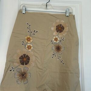 Ann Taylor LOFT Petites Embroidered Floral Cotton Blend Knee Length Skirt 6P